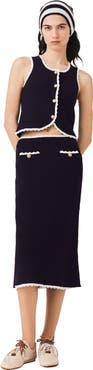 maje Midi skirt with crochet trim