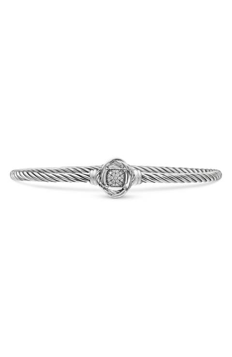 Infinity Bracelet in Sterling Silver with Diamonds, 3mm
