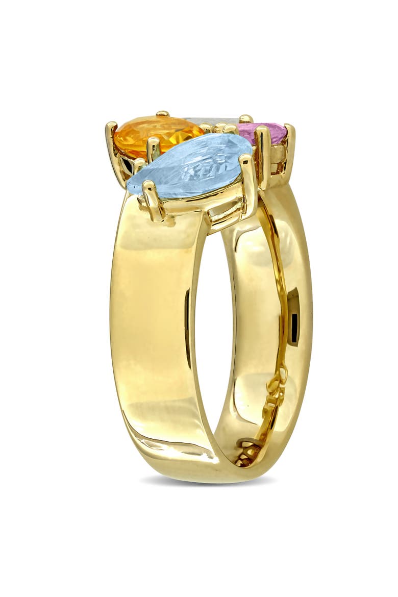 Gemstone Multi-Shape Open Ring Sterling Silver, Alternate, color, Citrine/Yellow-Plated