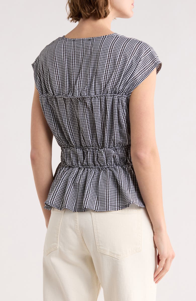Ellen Tracy Gingham Shirred Tie Top, Alternate, color, 