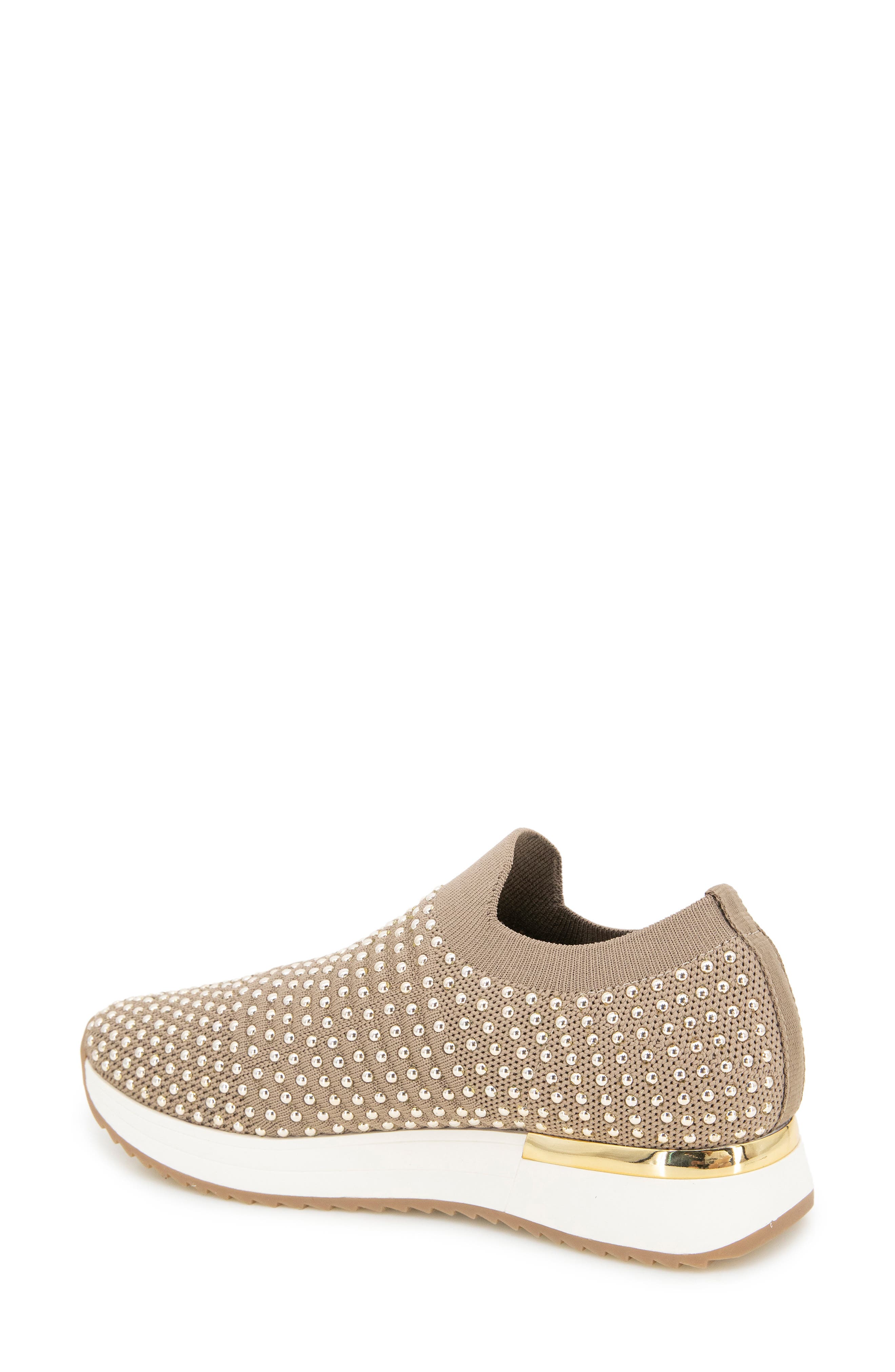 REACTION KENNETH COLE Cameron Embellished Jewel Platform Sneaker, Alternate, color, CLASSIC TAN KNIT