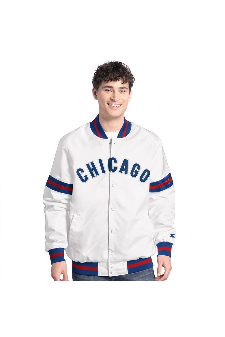 Men's Starter  White Chicago Cubs Cooperstown Scout Full-Snap Varsity Jacket, Alternate, color, White