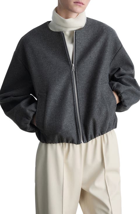 Gathered Waist Bomber Jacket