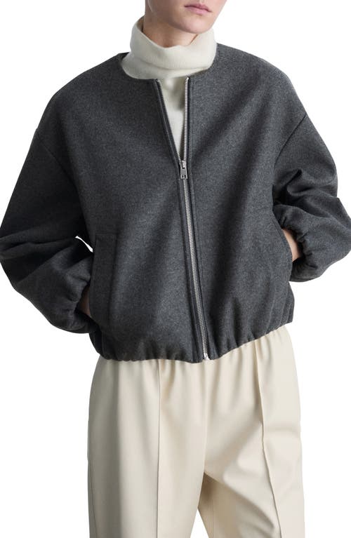 Mango Gathered Waist Bomber Jacket In Grey