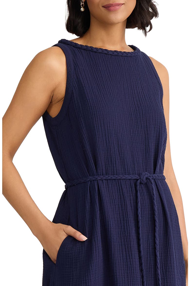 Belted Sleevless Midi Dress, Alternate, color, PACIFIC NAVY