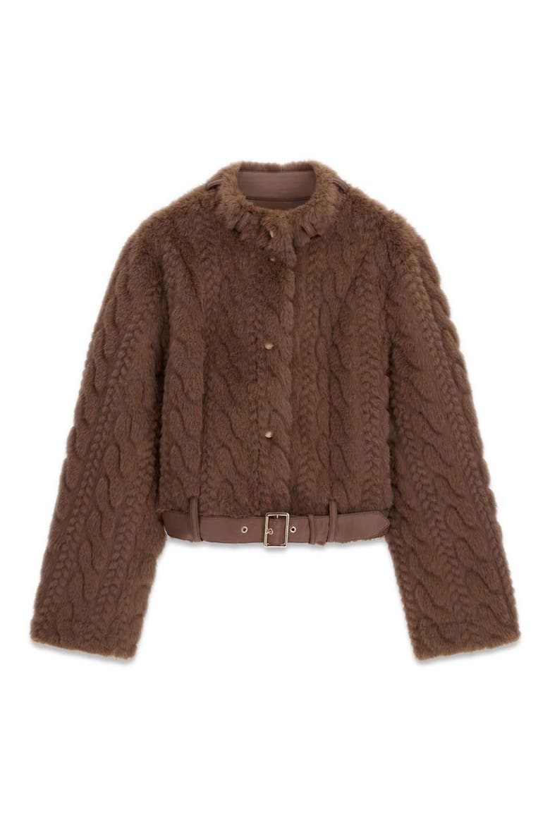 Laura Braided Faux Fur Cropped Jacket, Alternate, color, RAIN FOREST STREAM