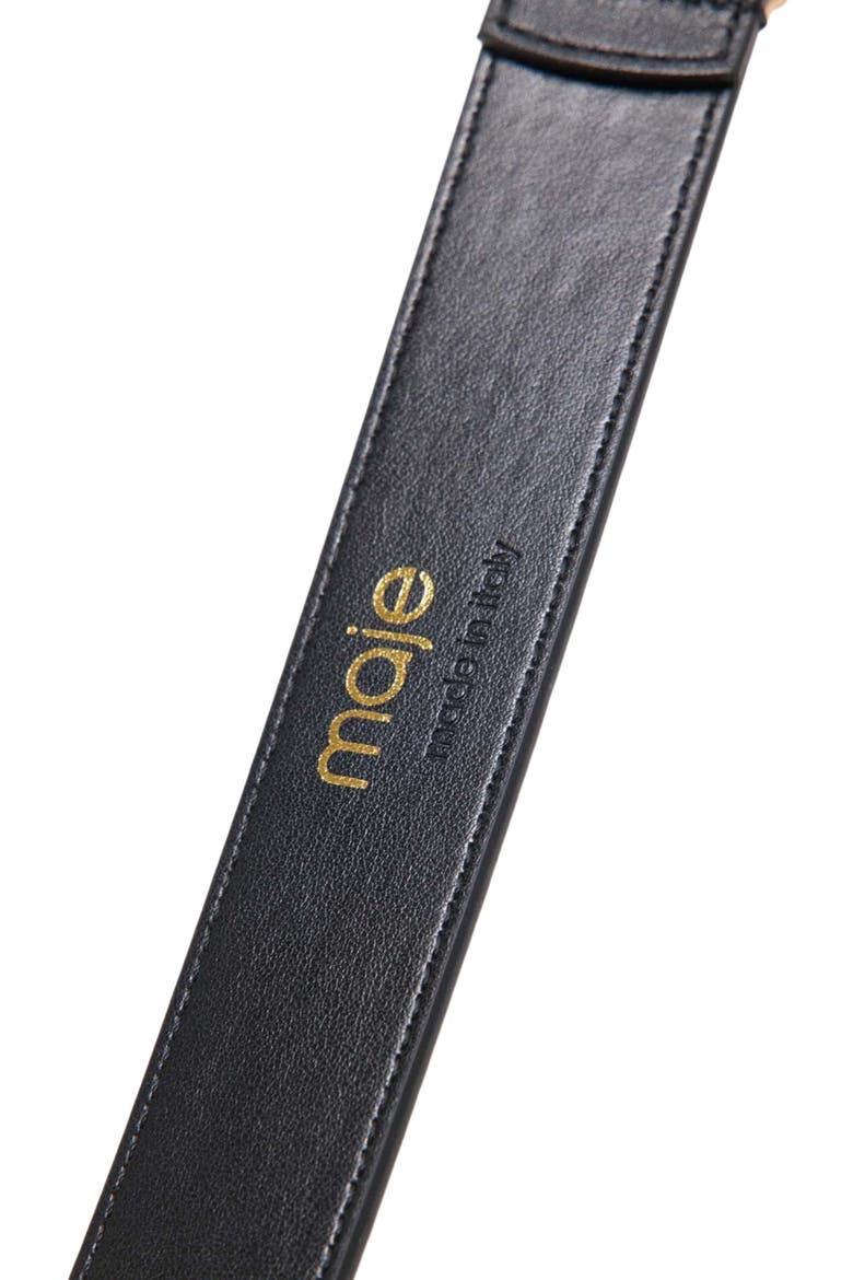 Leather belt with oval buckle, Alternate, color, Black