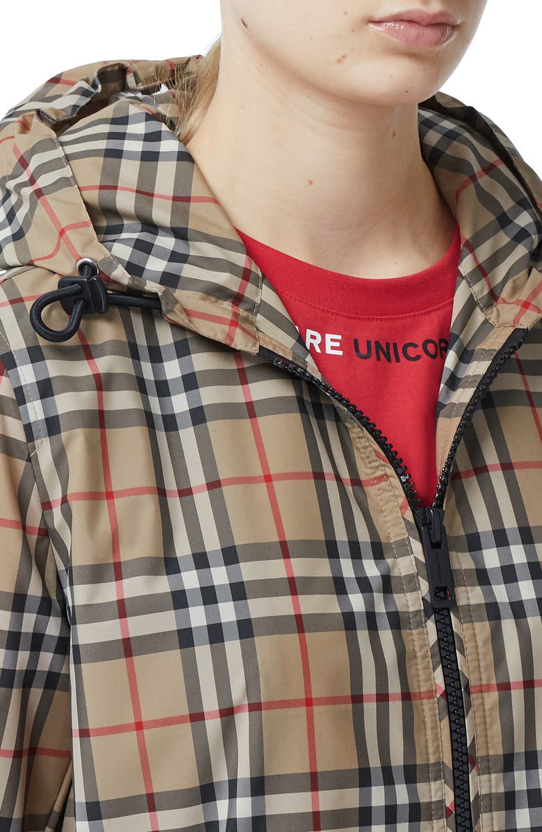 Burberry Everton Check Hooded Rain Jacket, Alternate, color,
