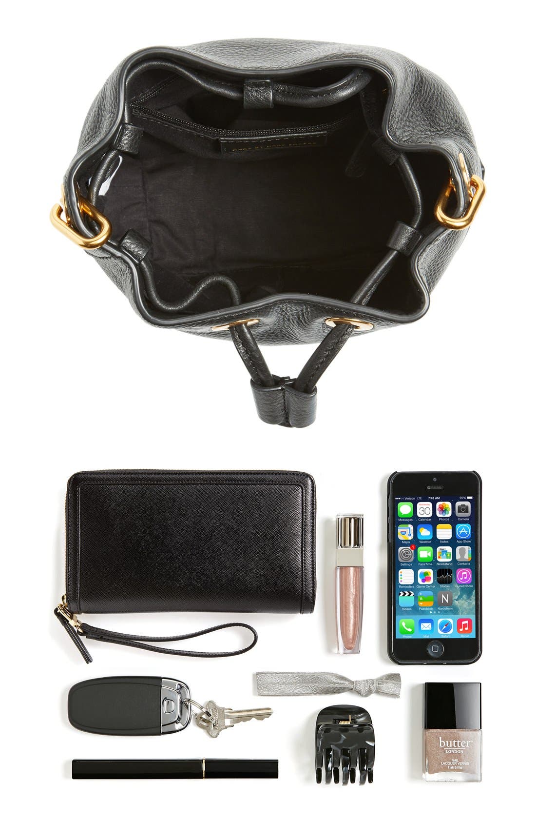 MARC BY MARC JACOBS 'New Too Hot to Handle' Leather Bucket Bag, Alternate, color, BLACK