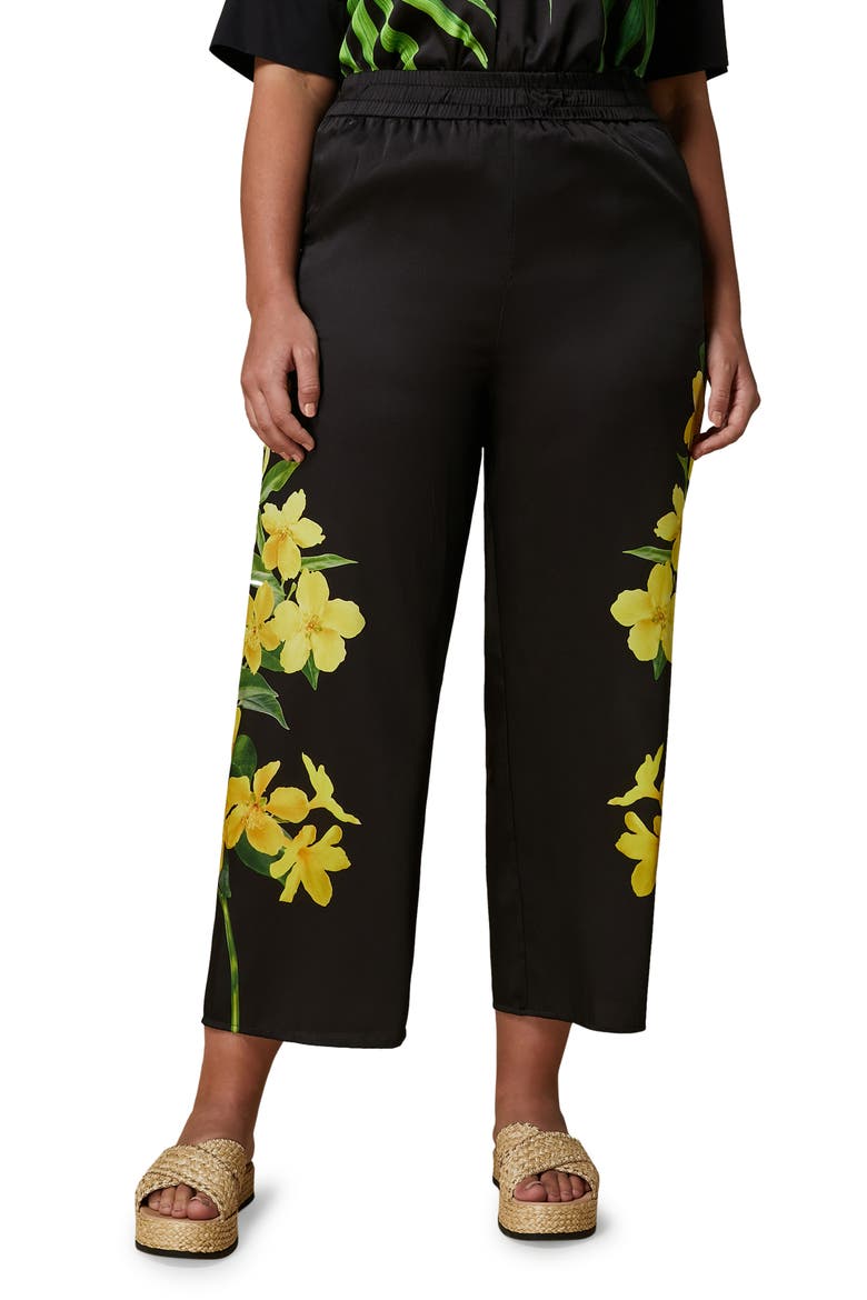 Gersa Floral Wide Leg Pants, Main, color, BLACK