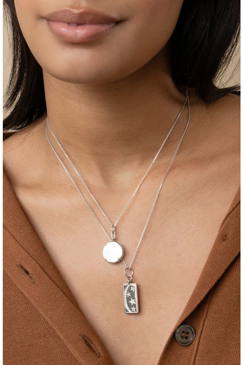 Brooke Slim Mother-of-Pearl & Sterling Silver Locket Necklace, Alternate, color, SILVER