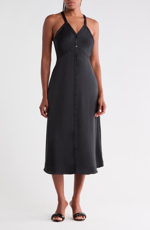 Cynthia Racerback Satin Shirtdress