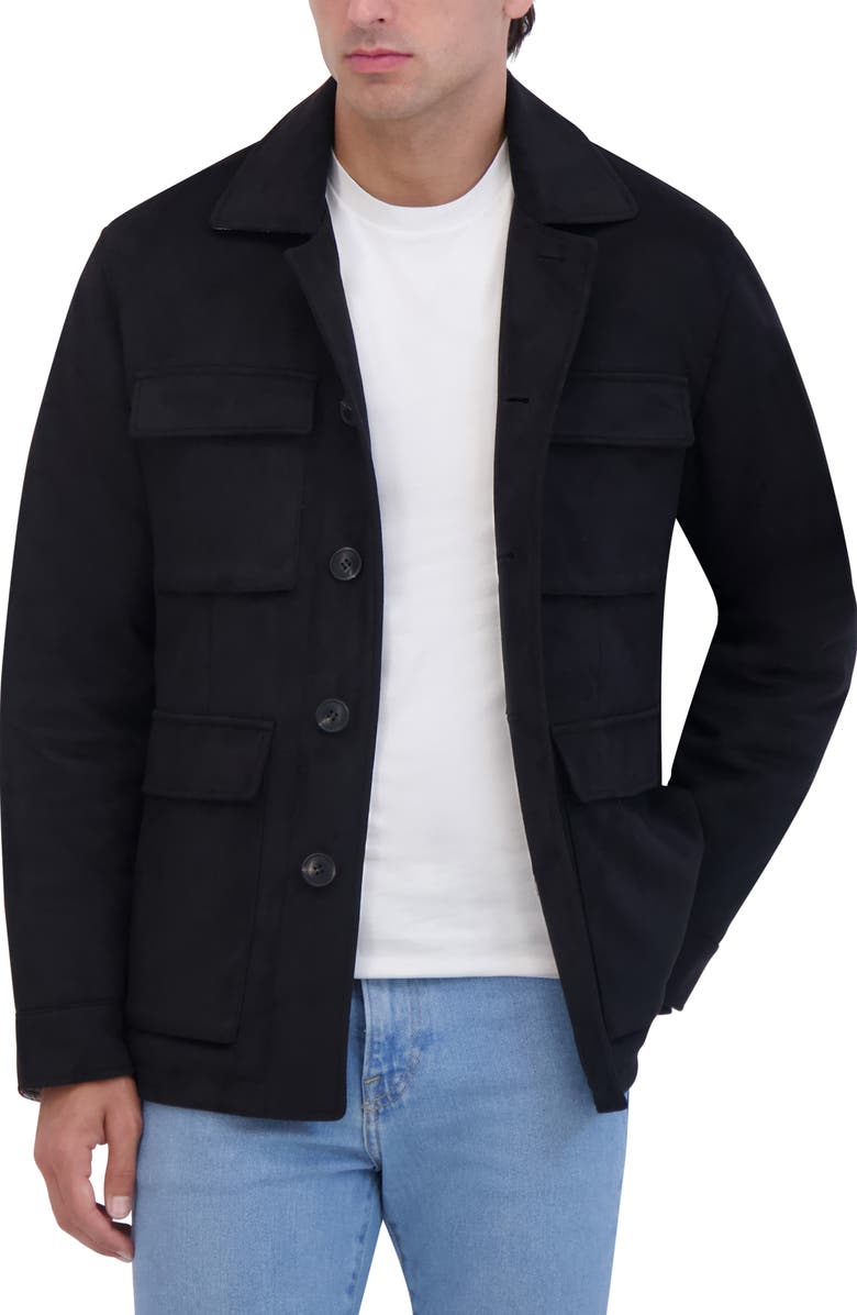 Robert Graham Faux Suede Safari Jacket, Alternate, color, Black