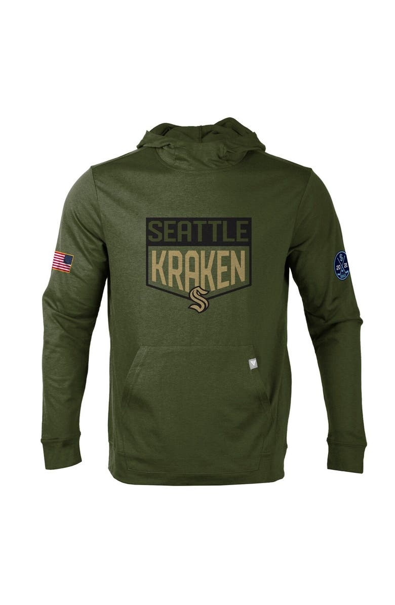 LEVELWEAR Men's Levelwear Olive Seattle Kraken Thrive Tri-Blend Pullover Hoodie, Alternate, color, 