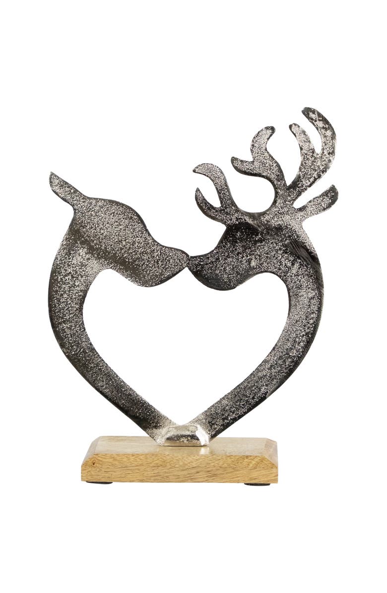 Northlight Heart Shaped Kissing Reindeer Metal Christmas Decoration - 10", Alternate, color, 