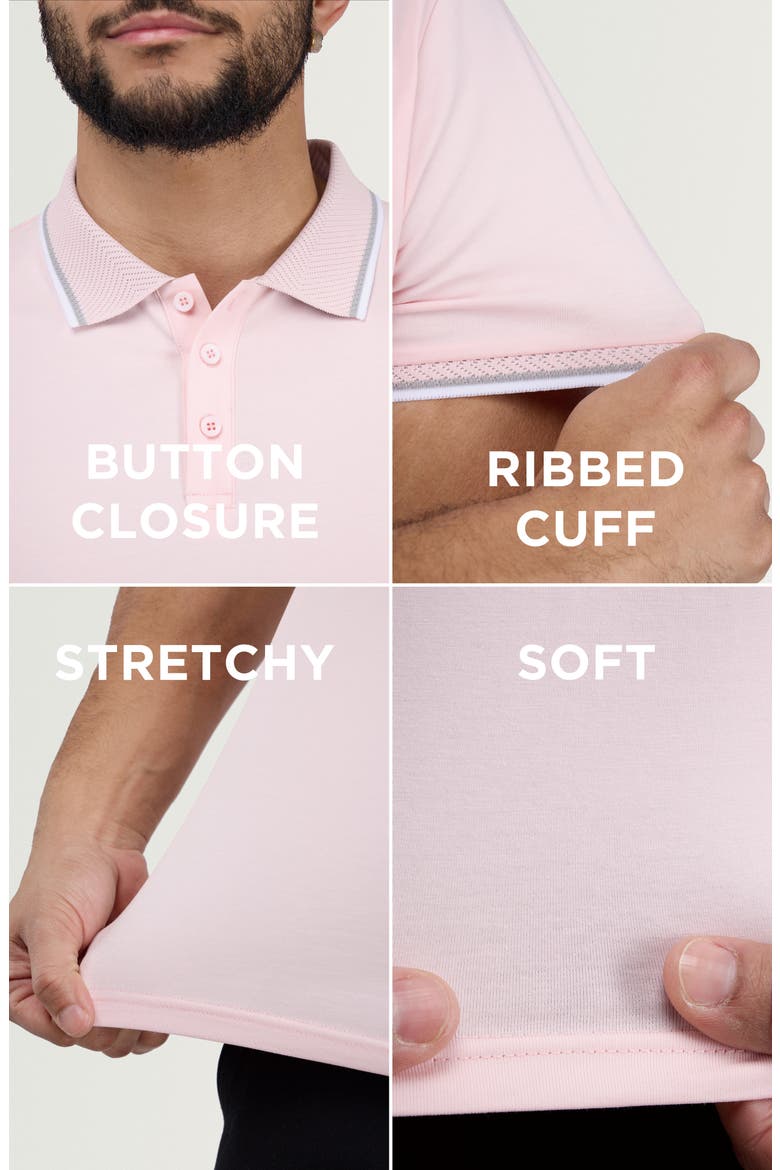 Texture Cotton Knit Polo, Alternate, color, LIGHT PINK/ LIGHT HEATHER GREY