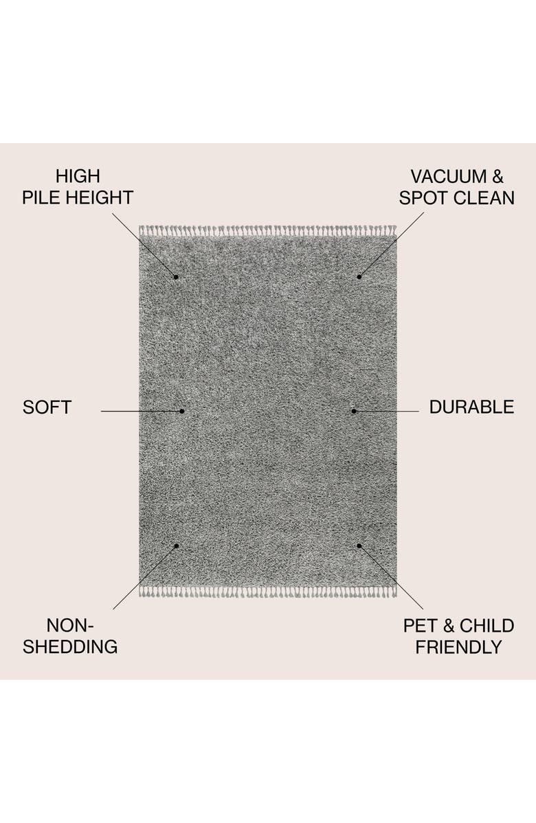JONATHAN Y Mercer Shag Plush Tassel Area Rug, Alternate, color, Charcoal