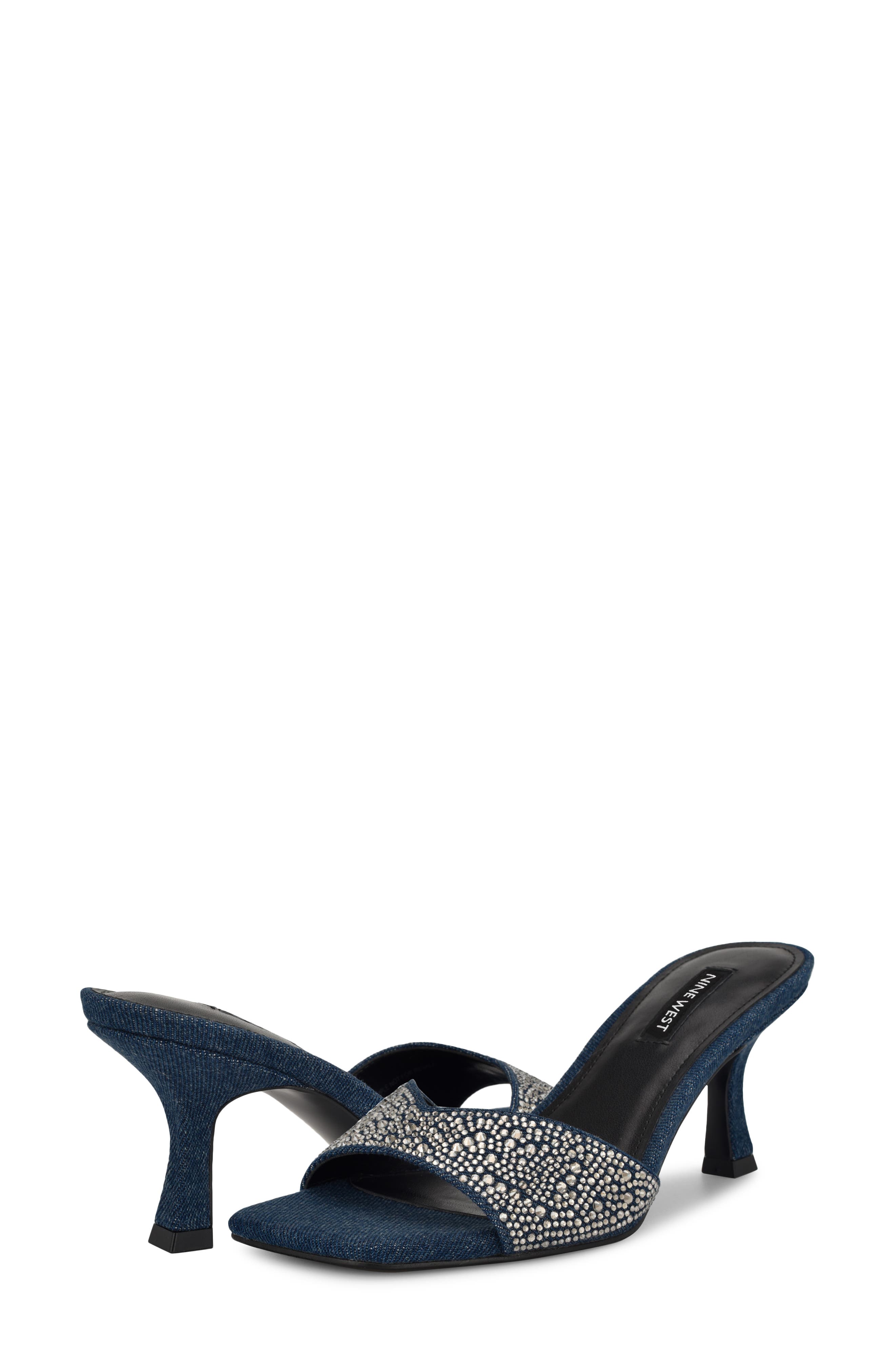Nine West Rokke Slide Sandal, Alternate, color, Dark Blue 400