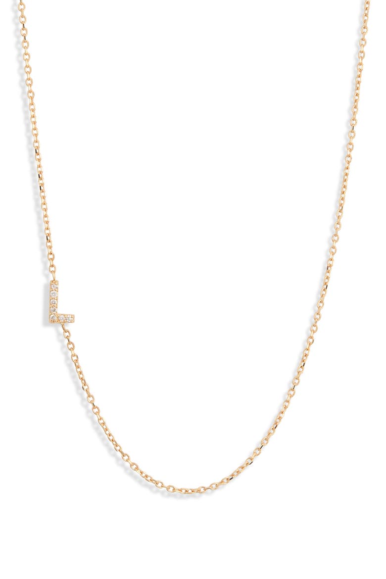Love Letter Pavé Diamond Initial Pendant Necklace, Main, color, GOLD-L