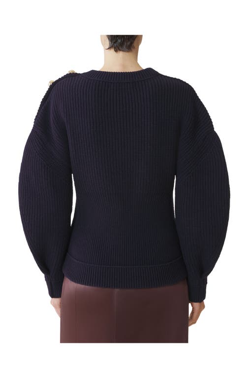 Lanvin Ribbed-knit Button-detail Sweat In Black