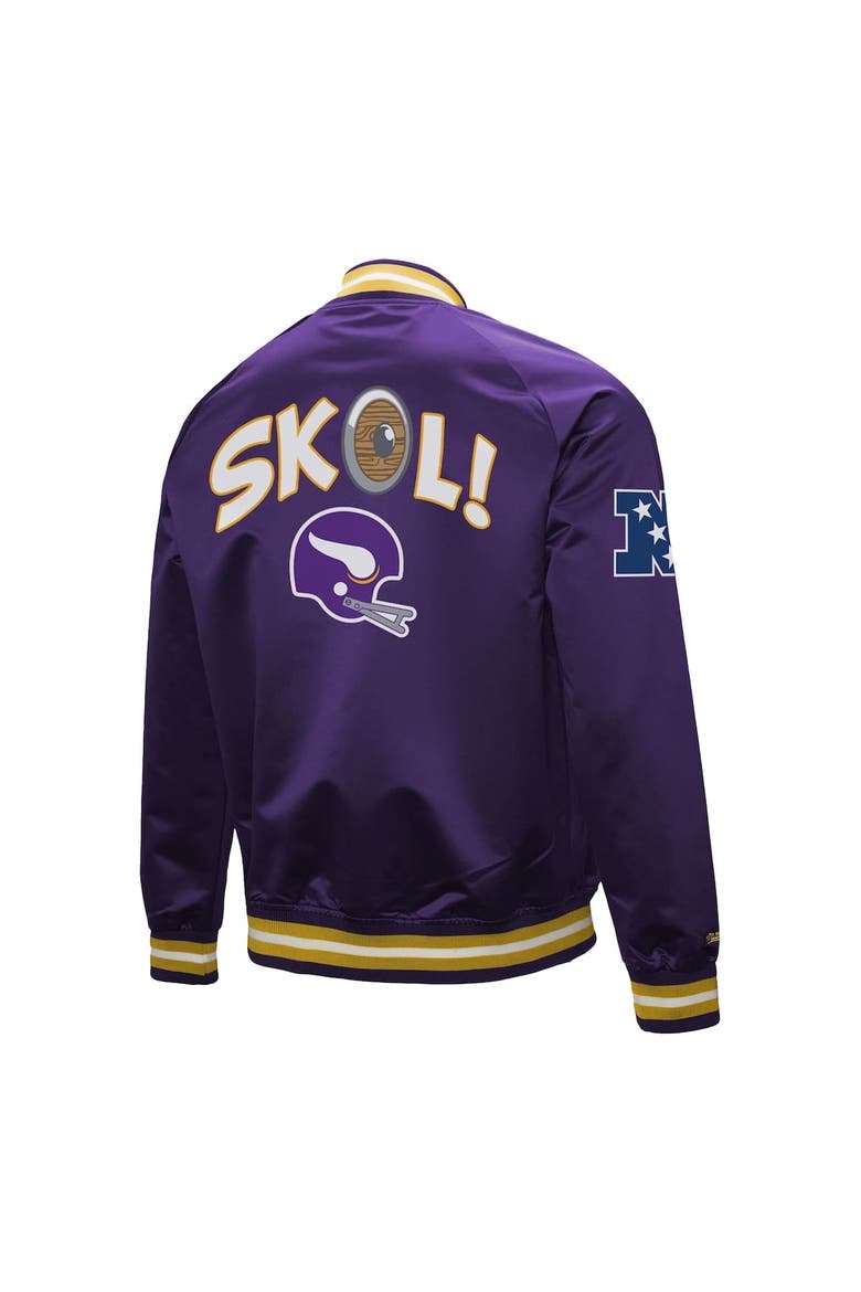 Men's Mitchell & Ness Purple Minnesota Vikings Vintage Double Down Satin Raglan Full-Snap Jacket, Alternate, color, Purple