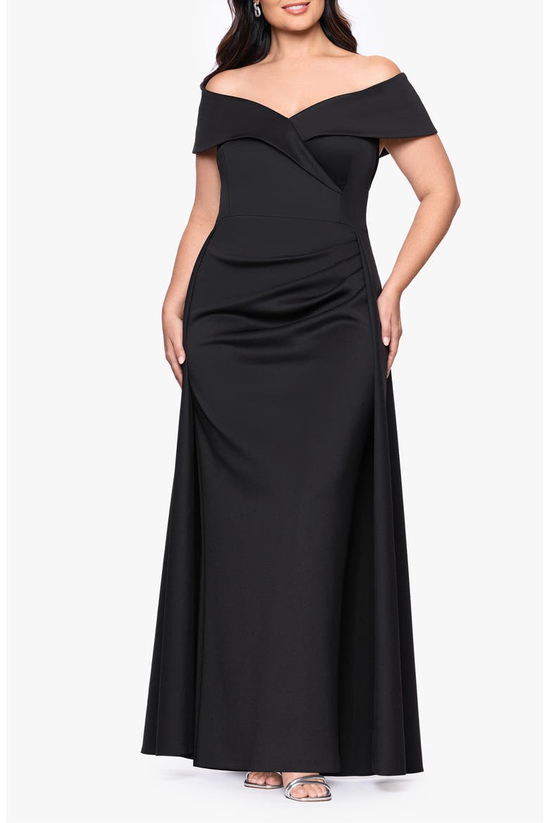 Off the Shoulder Scuba Gown, Main, color, BLACK