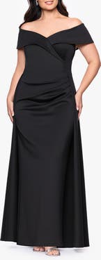 Xscape Evenings Off the Shoulder Scuba Gown
