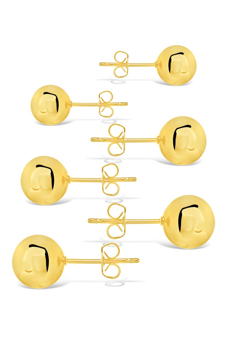 Set of 3 Polished Sphere Stud Earrings, Alternate, color, GOLD