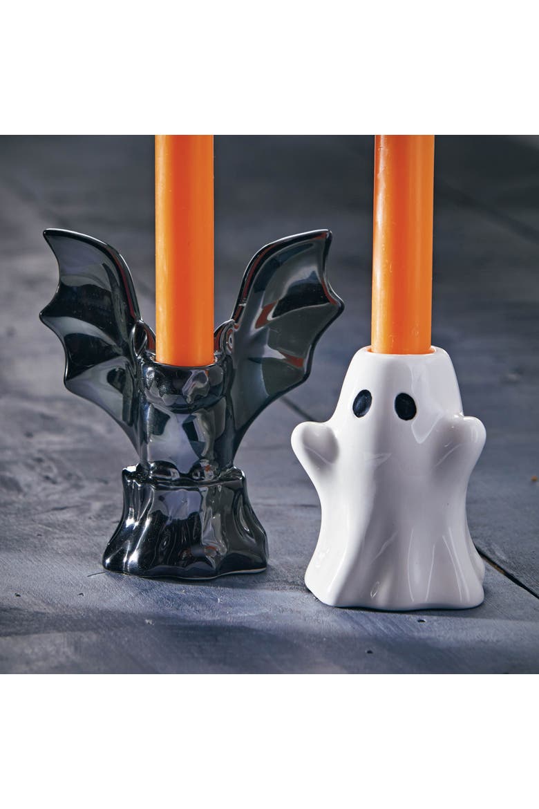 Ghost Taper Candle Holder White Ceramic Halloween Decor, Alternate, color, White