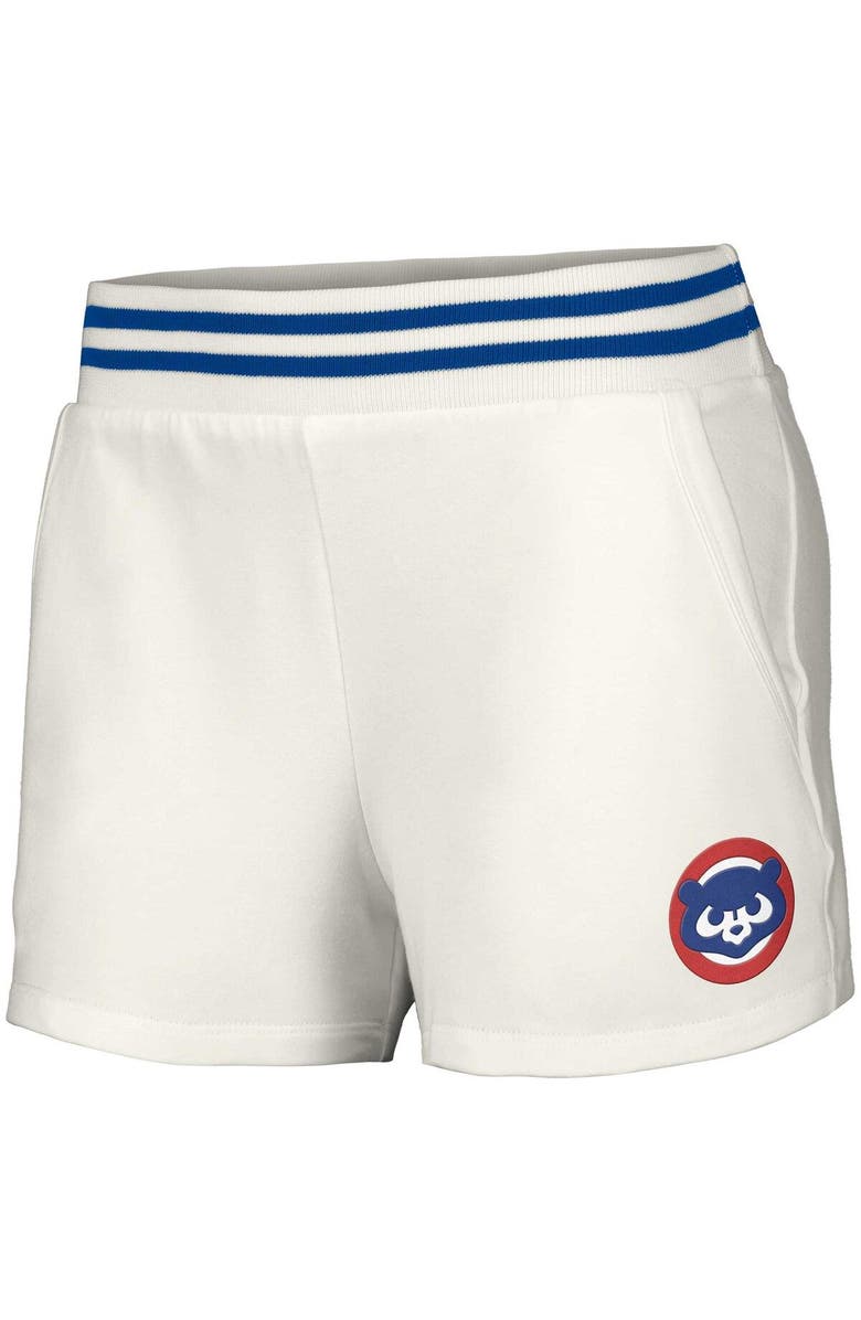 LUSSO Women's Lusso White Chicago Cubs Maeg Tri-Blend Pocket Shorts, Alternate, color, White
