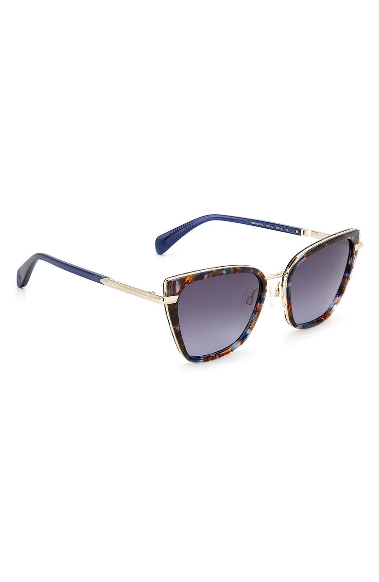rag & bone 56mm Gradient Cat Eye Sunglasses, Alternate, color, Blue Havana / Grey Shaded