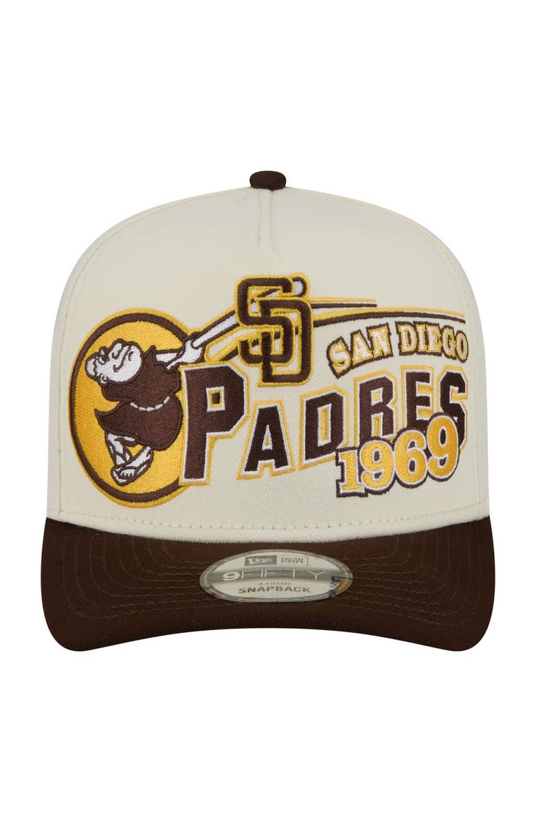 New Era Men's New Era  Cream/Brown San Diego Padres Classic A-Frame 9FIFTY Snapback Hat, Alternate, color, Cream
