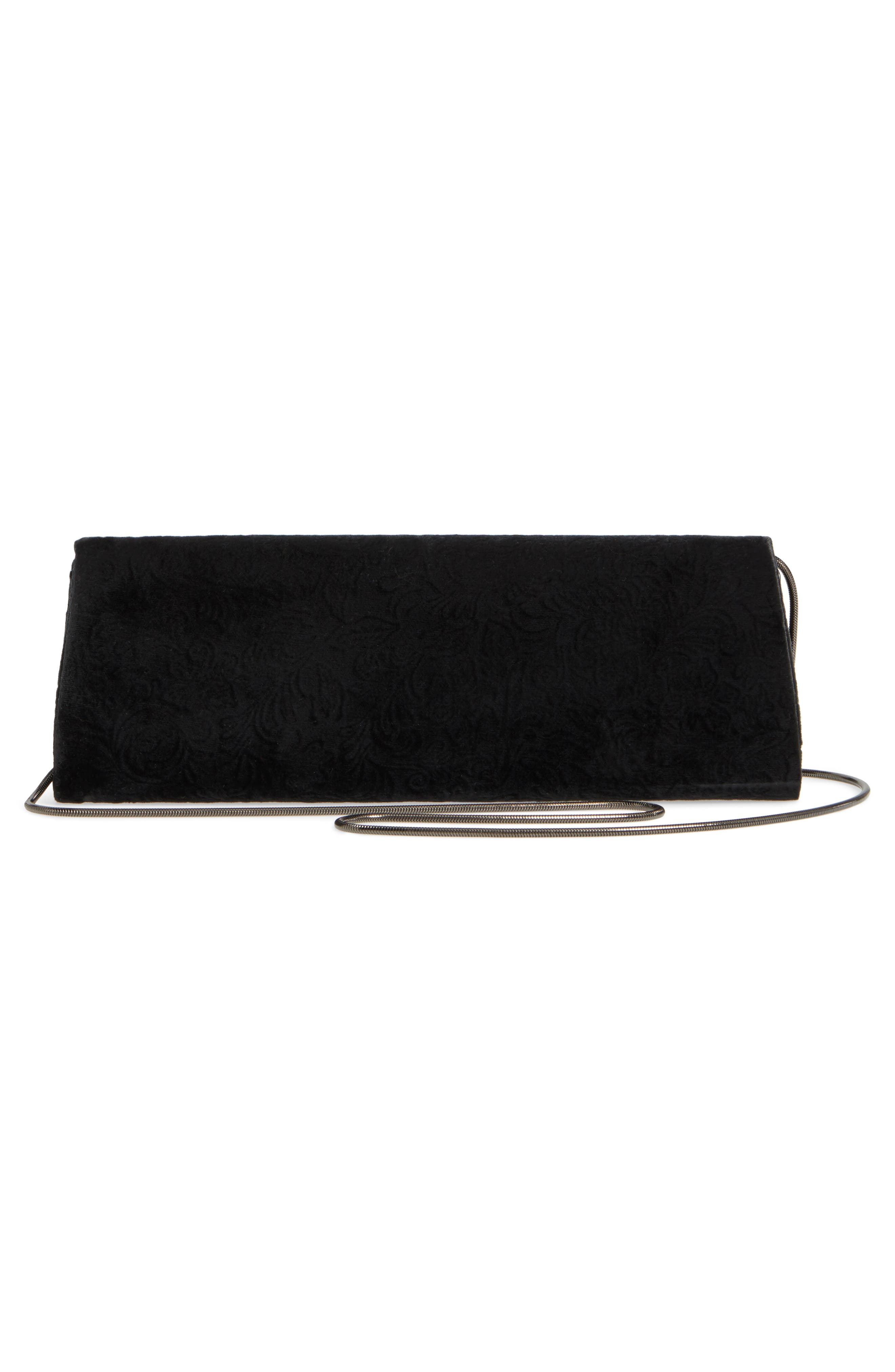 Badgley Mischka Drama Velvet Clutch, Alternate, color, BLACK