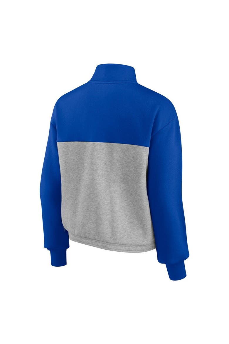 Women's Fanatics Branded Royal/Heathered Gray Kentucky Wildcats Sideline to Sideline Colorblock Quarter-Zip Jacket, Alternate, color, Royal