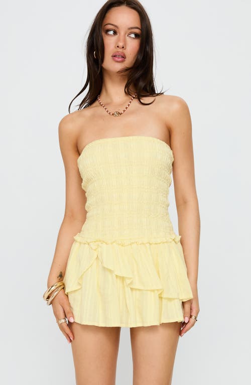 Princess Polly Ayanni Strapless Organic Cotton Minidress In Yellow