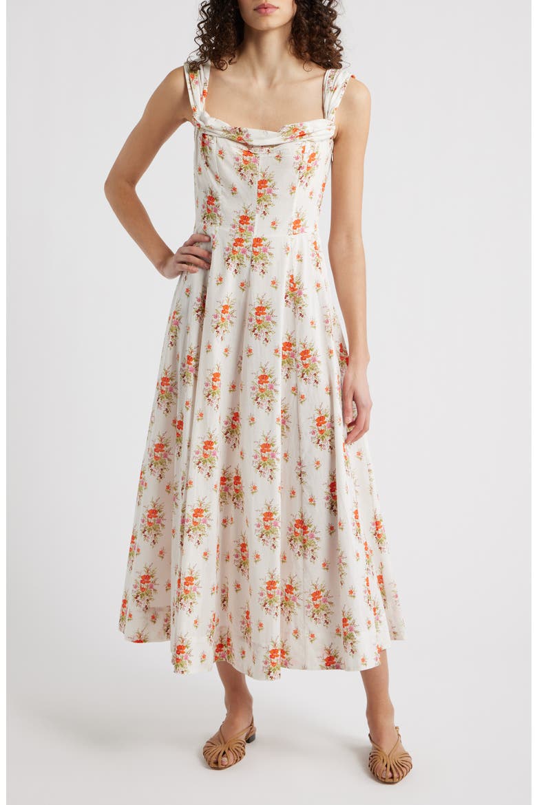 Clea Print Sleeveless Organic Cotton Maxi Dress, Main, color, ROSE PETIT BOUQUET DE CHAMONIX