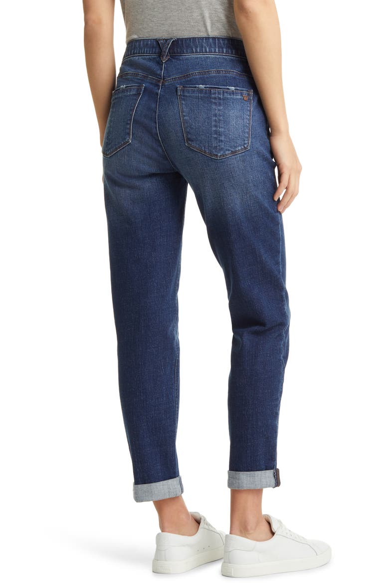Gemma 'Ab'Solution Distressed Girlfriend Jeans, Alternate, color, BLUE