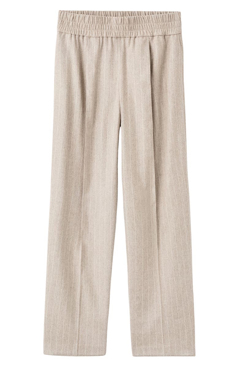 MANGO Pinstripe Wool Blend Pull-On Pants, Alternate, color, Grey