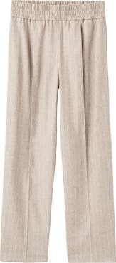 MANGO Pinstripe Wool Blend Pull-On Pants