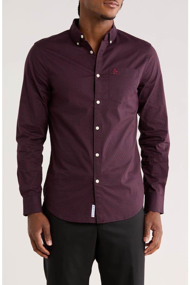 Slim Fit Stretch Button-Down Shirt, Main, color, DARK SAPPHIRE
