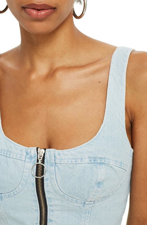 Topshop Denim Bustier In Blue
