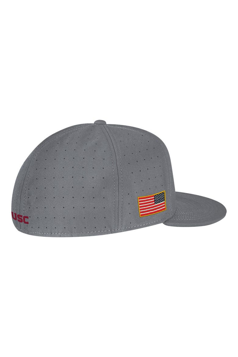 Men's Nike Gray USC Trojans USA Side Patch True AeroBill Performance Fitted Hat, Alternate, color, Gray