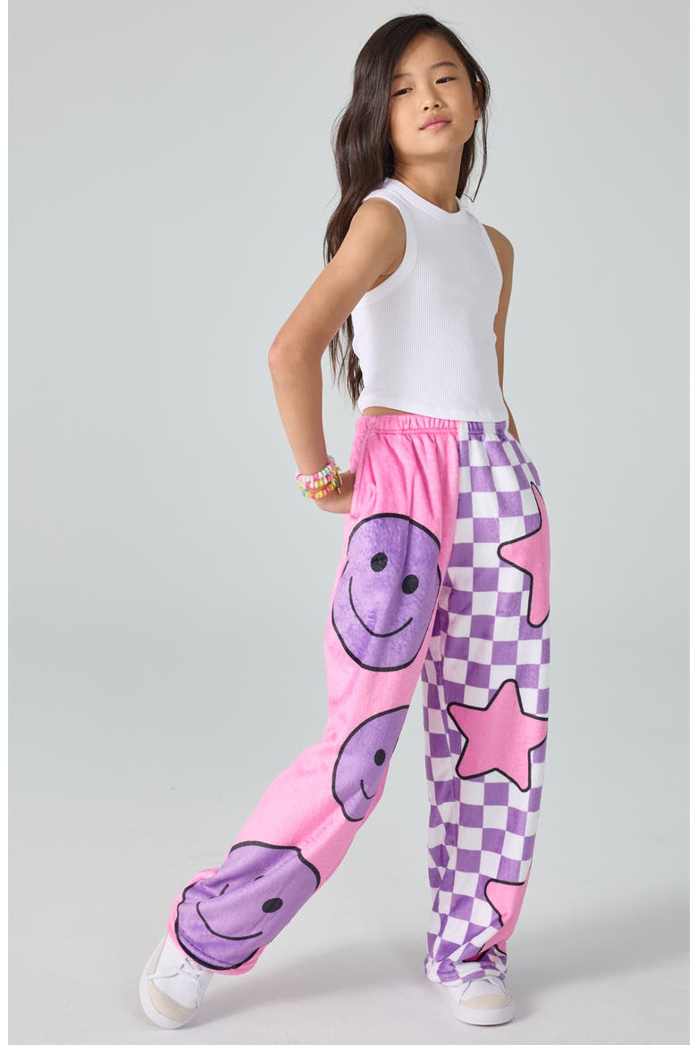 Kids' Check it Out Plush Pants, Alternate, color, PURPLE MULTI