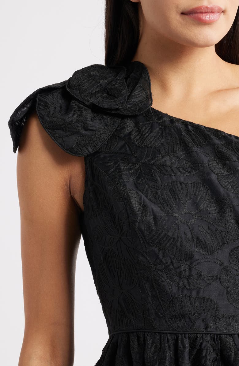 Lilly Pulitzer<sup>®</sup> Lynsi Rosette One Shoulder Midi Dress, Alternate, color, Noir Sunset Bloom