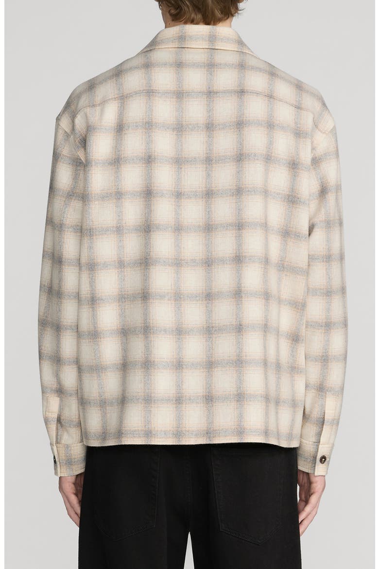 Plaid Zip Wool Blend Overshirt, Alternate, color, BROWN PLAID