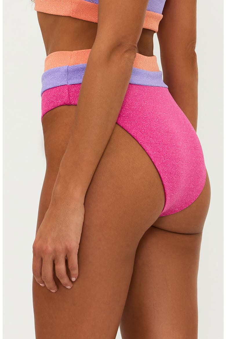 Heidi Colorblock High Waist Bikini Bottoms, Alternate, color, CORAL BAY COLORBLOCK