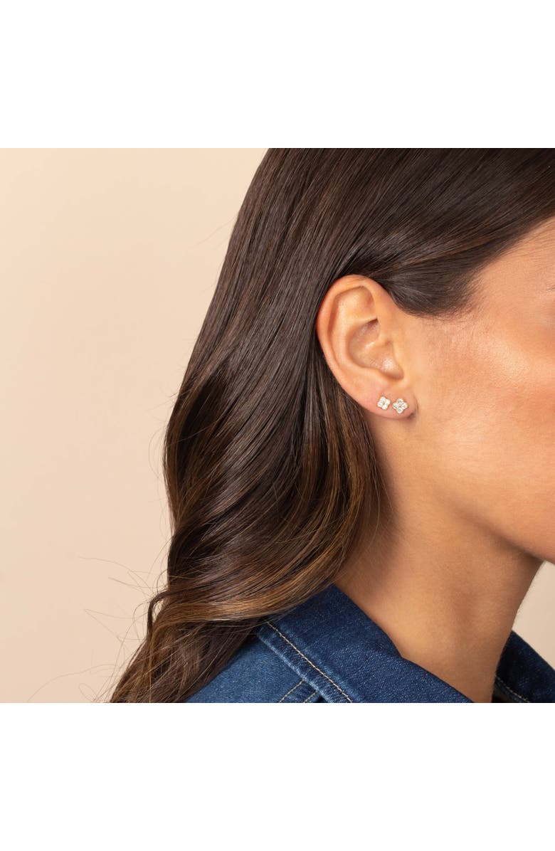 BY ADINA EDEN Diamond Four Leaf Clover Bezel Stud Earring 14K, Alternate, color, 