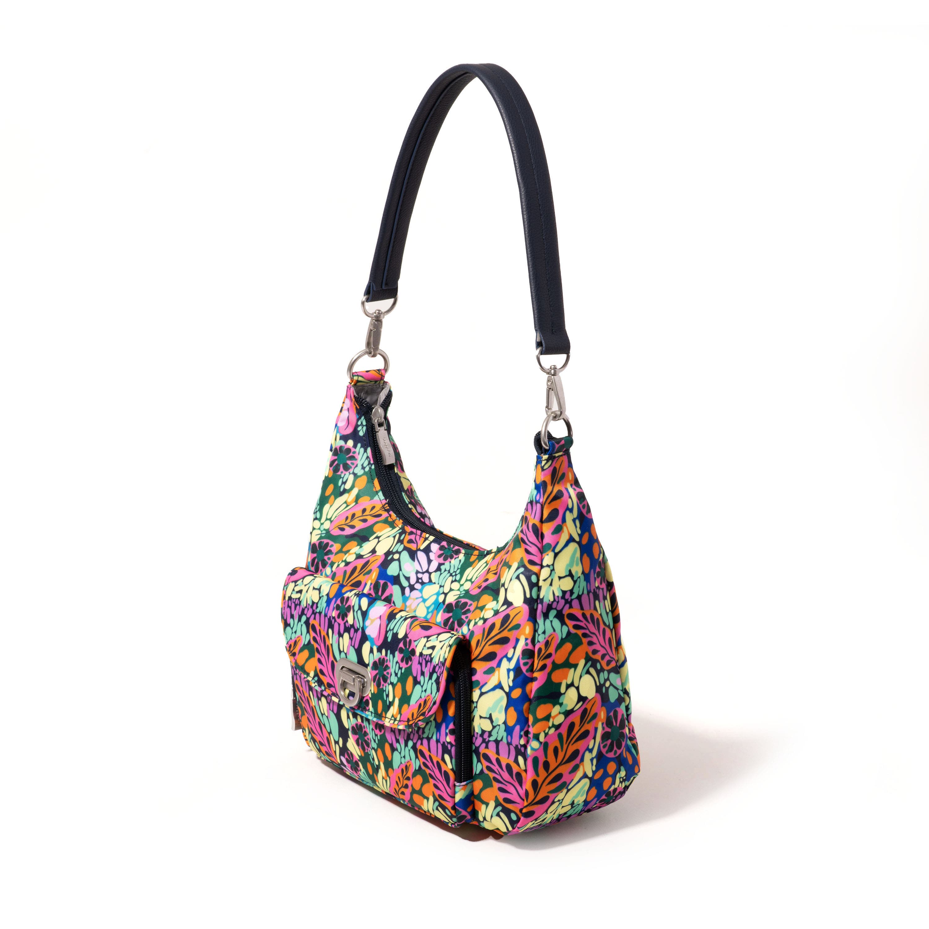 BAGGALLINI Coastal Flip Lock Half Moon Bag, Alternate, color, Paradise Print
