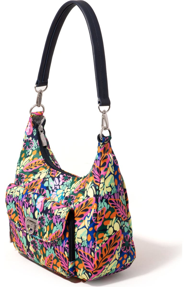BAGGALLINI Coastal Flip Lock Half Moon Bag, Alternate, color, Paradise Print