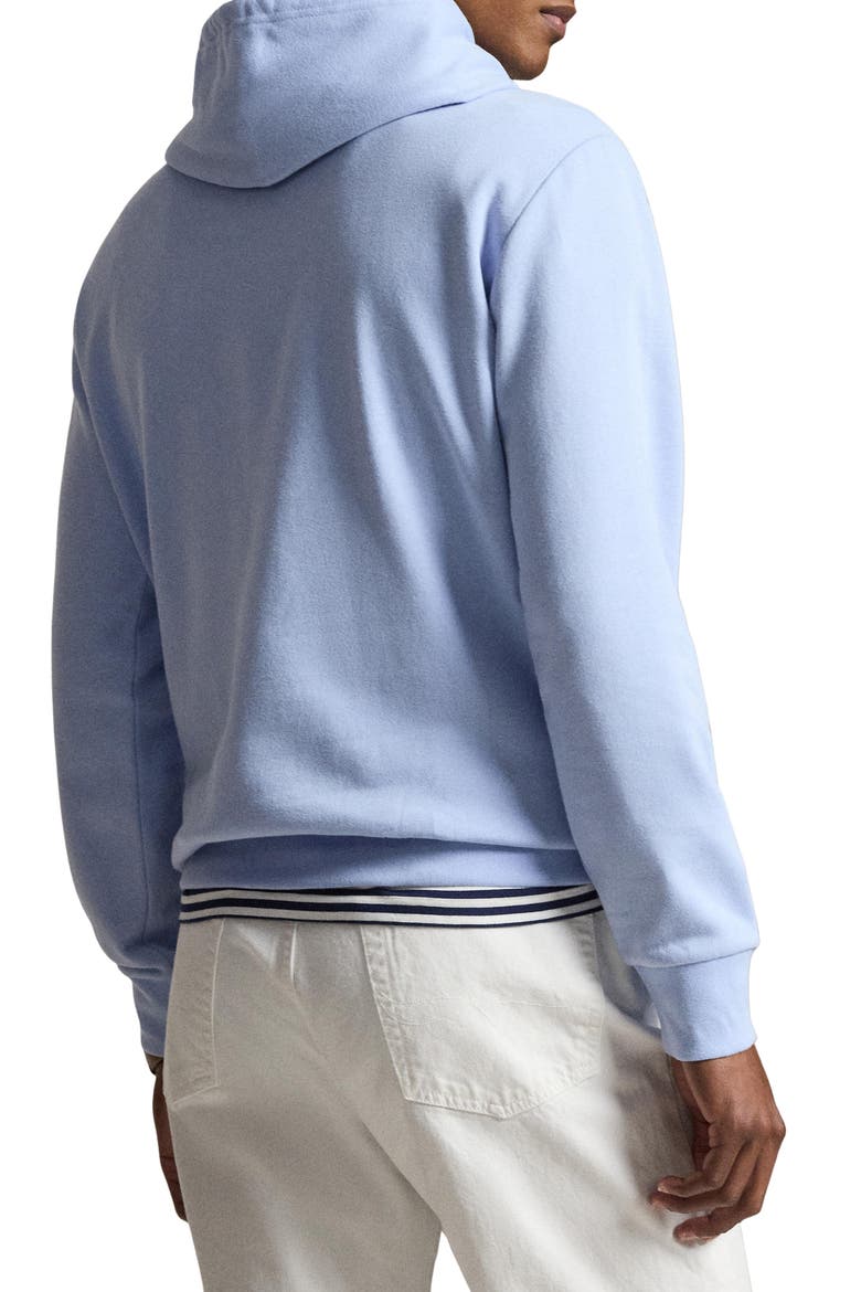 Logo Embroidered Fleece Hoodie, Alternate, color, PEBBLE BLUE